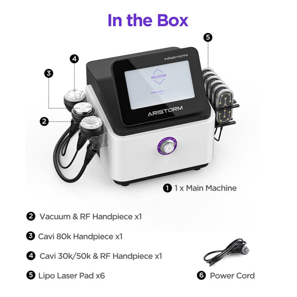 Aristorm 30K/50K/80K Cavitation S Shape Machine With 6 Laser Pads For Body Shaping