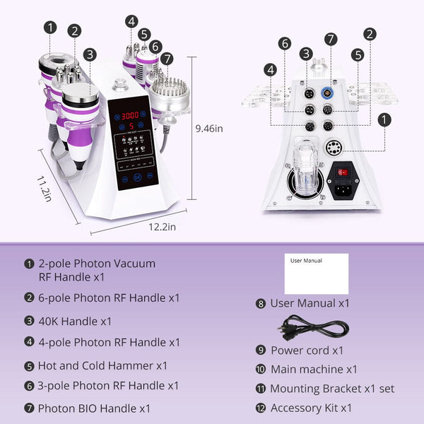 40K Unoisetion Cavitation Vacuum RF Machine - 7-in-1