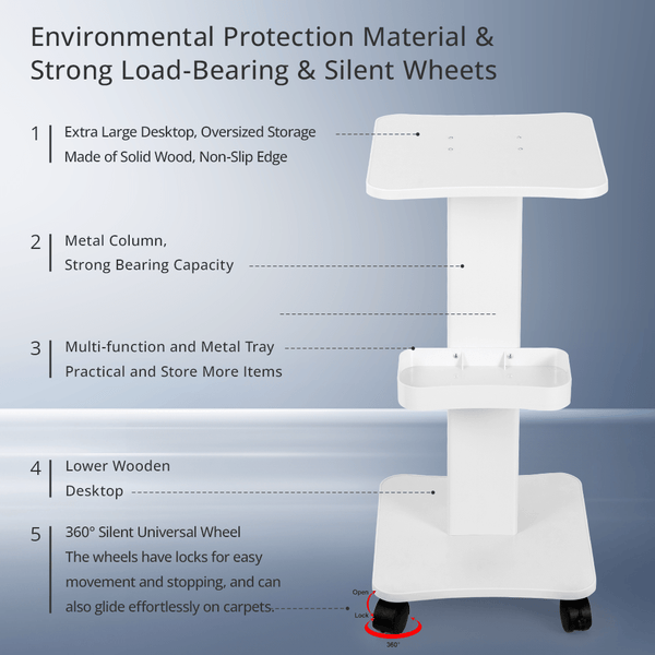 Stand-Type Rolling Beauty Trolley For Salon SPA Storage Use