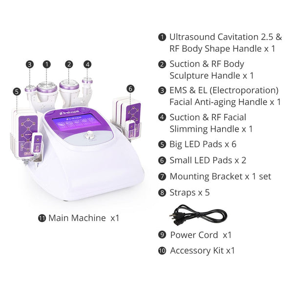 S-Shape 6-in-1 30K Ultrasonic Cavitation RF Laser Machine