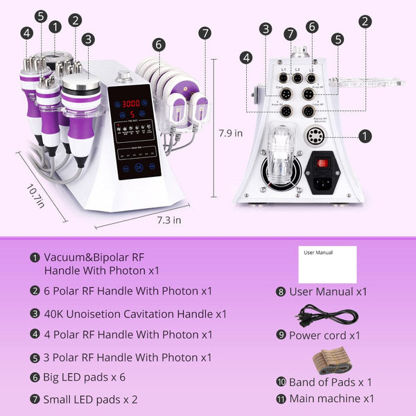 Unoisetion Cavitation 2.0 Machine - 6-in-1 40K for Body Sculpting