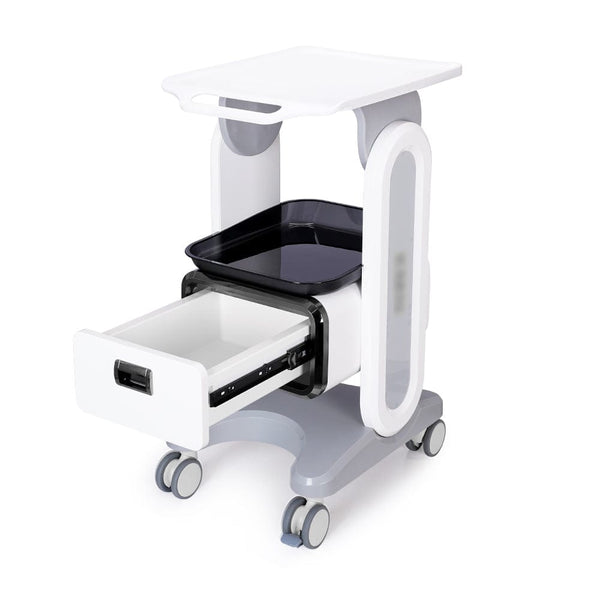 Stand-Type Plastic Trolley With Single Drawer & Tray For Spa Salon Use