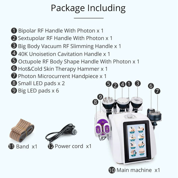 Package List of MS-22S9SB 9-In-1 40K Ultrasonic Cavitation Machine