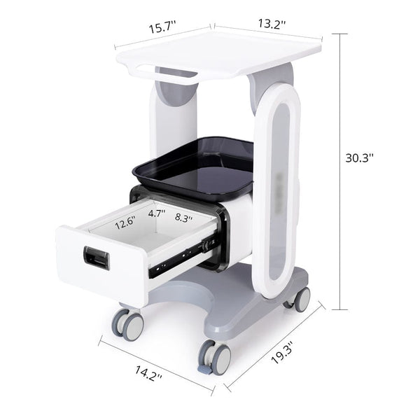 Stand-Type Plastic Trolley With Single Drawer & Tray For Spa Salon Use
