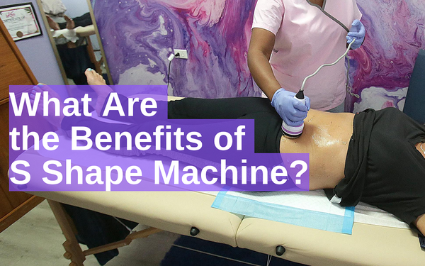 An esthetician is using the S Shape Machine to carry out cavitation treatments on her clients