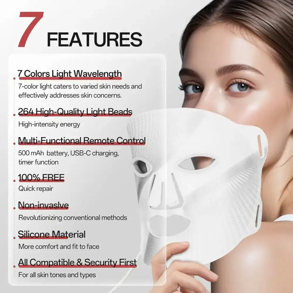 Red Light LED Facial Mask with Remote Control