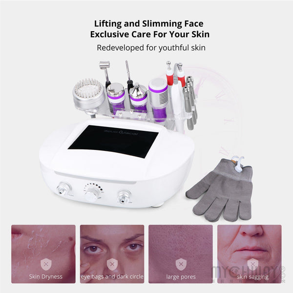 Mychway 9-In-1 3MHZ Ultrasonic Facial Device With Dermabrasion & Gloves For Skin Care