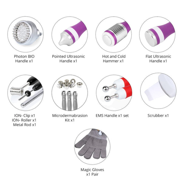 Mychway 9-In-1 3MHZ Ultrasonic Facial Device With Dermabrasion & Gloves For Skin Care