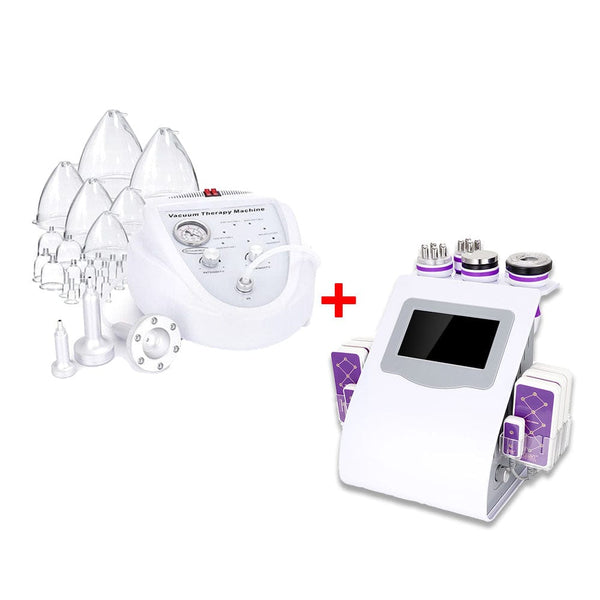 6 in1 Ultrasonic Cavitation RF Vacuum Beauty Machine With Vacuum Therapy Machine with 24 Cups and 3 Pumps
