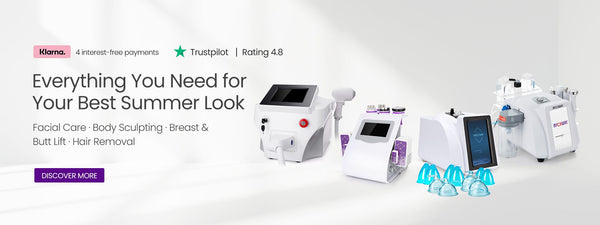 Beauty devices with text on a white background
