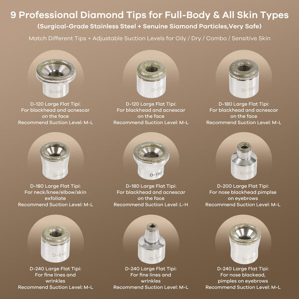 3-In-1 Diamond Microdermabrasion Machine With 9 Heads For Home Use