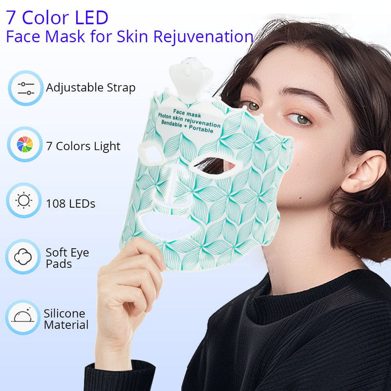 7 Color LED Face Mask For Skin Rejuvenation With 80 Lamp Beads Eye Protection