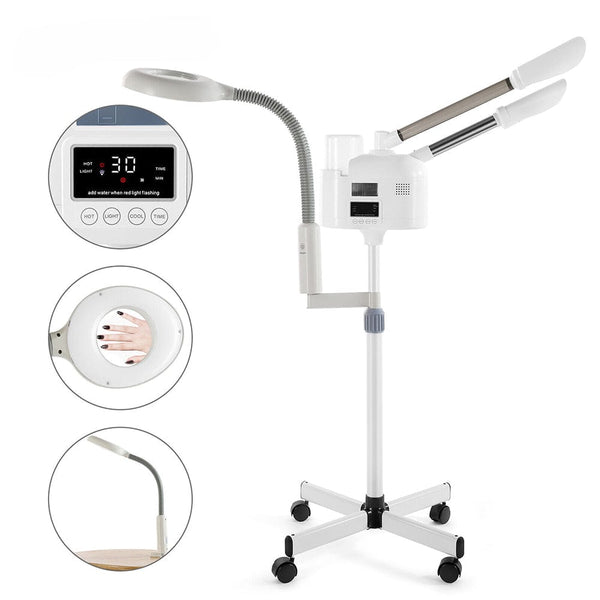Hot/Cold Facial Steamer UV Ozone 5X Magnifying Lamp LCD Skin Care Salon Beauty
