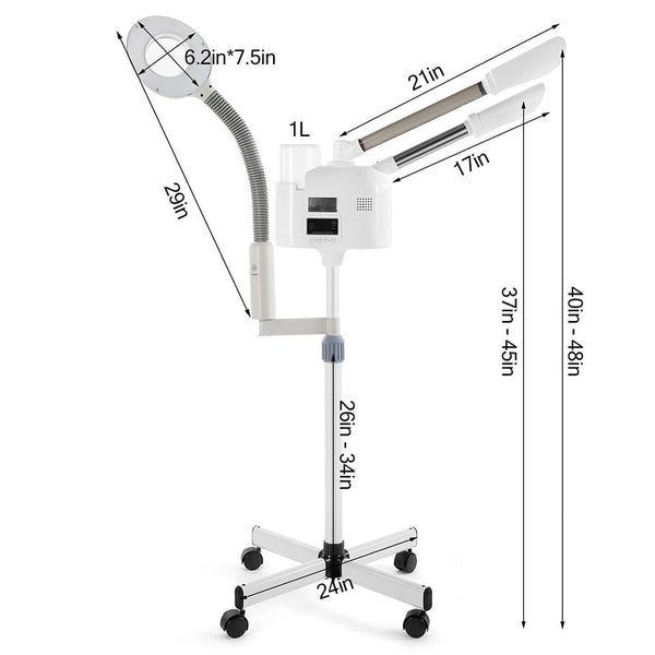 Hot/Cold Facial Steamer UV Ozone 5X Magnifying Lamp LCD Skin Care Salon Beauty