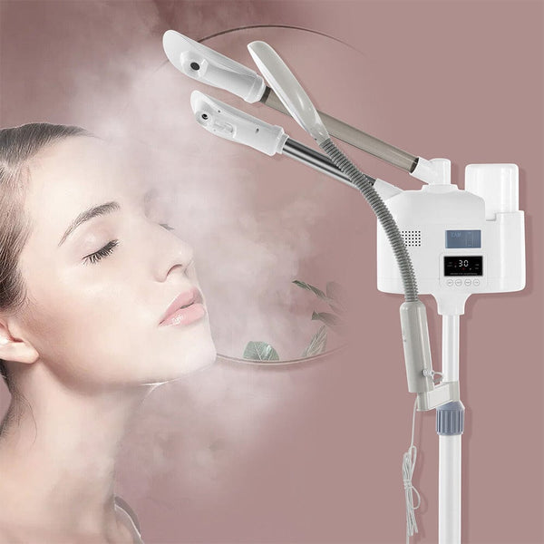 Hot/Cold Facial Steamer UV Ozone 5X Magnifying Lamp LCD Skin Care Salon Beauty