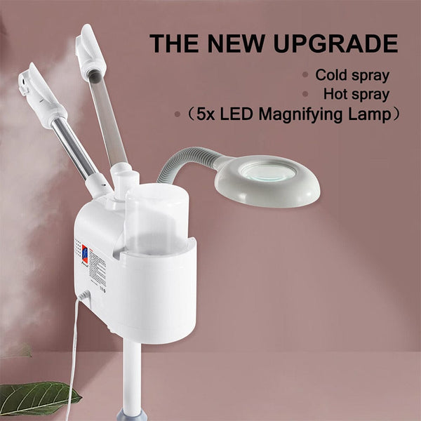 Hot/Cold Facial Steamer UV Ozone 5X Magnifying Lamp LCD Skin Care Salon Beauty