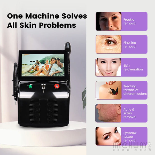 2 In 1 High-Power Pico Laser Diode Laser Machine For Tattoo Hair Spots Removal