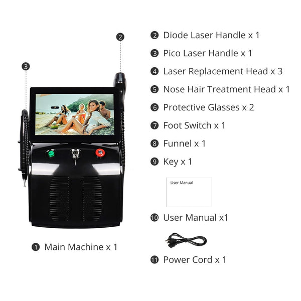 2 In 1 High-Power Pico Laser Diode Laser Machine For Tattoo Hair Spots Removal