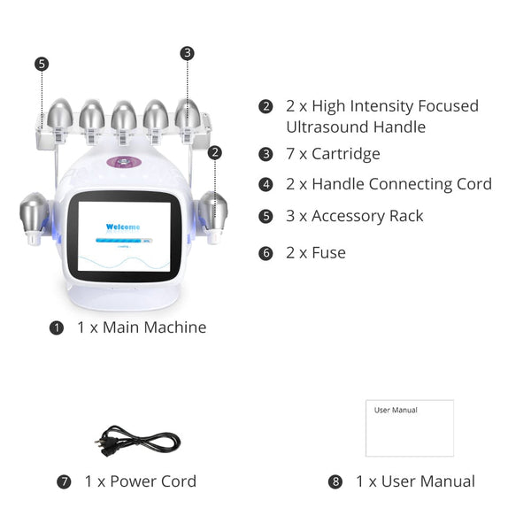 Mychway High Intensity Focused Ultrasound Machine With 2 Handles & 7 Cartridges