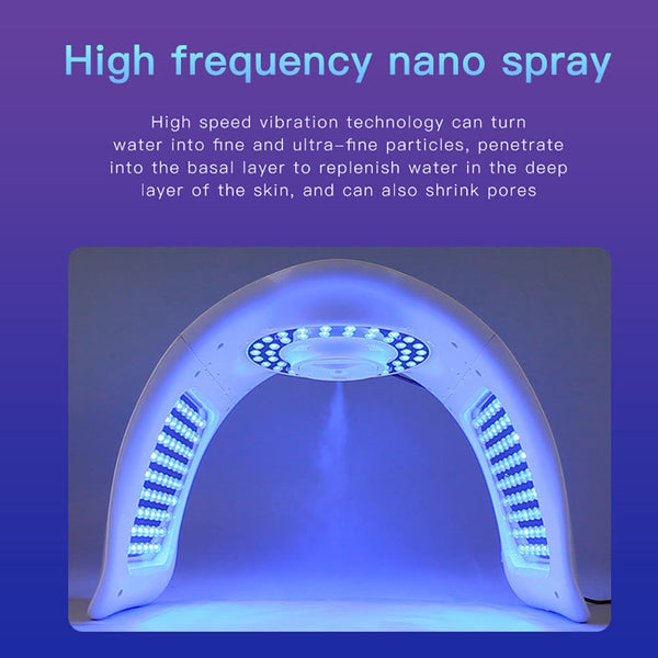 Folding 7 Colors LED Light Therapy Facial Machine Cold Spray With Nano Spray