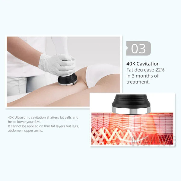 3D Rotating RF 40K Cavitation Vacuum Cold Photon Microcurrent Slimming Machine