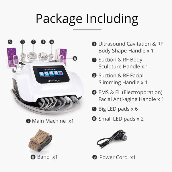 Mychway 6-In-1 30K Cavitation S Shape Machine With LED Pads