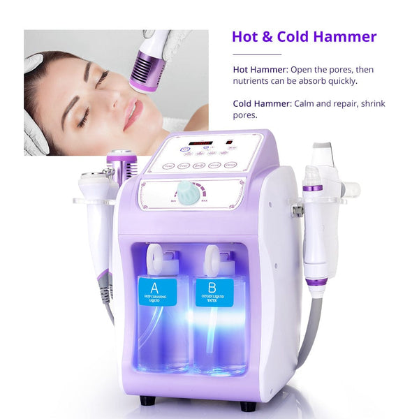 SR-AF1323 6-In-1 Hydrafacial Machine With Cold Hot Hammer For Skin Soothing