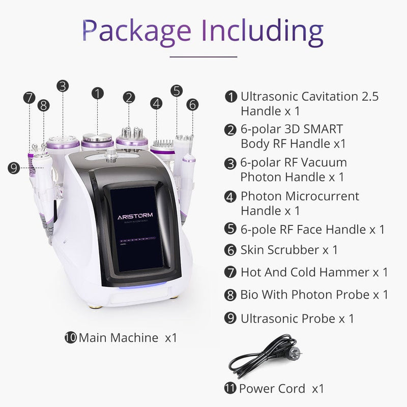 9 in 1 Ultrasonic 40K Cavitation 2.5 Vacuum RF Skin Tightening Body Shaping Machine