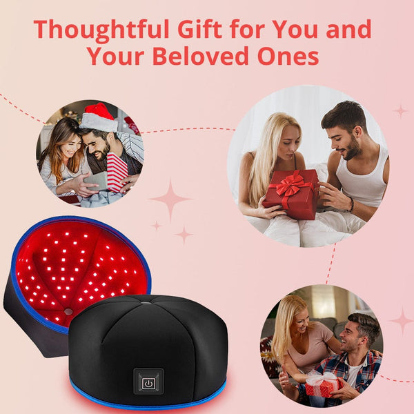 Black Hair Growth Hat Red Light Therapy Device