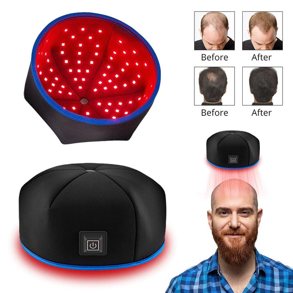 Black Hair Growth Hat Red Light Therapy Device