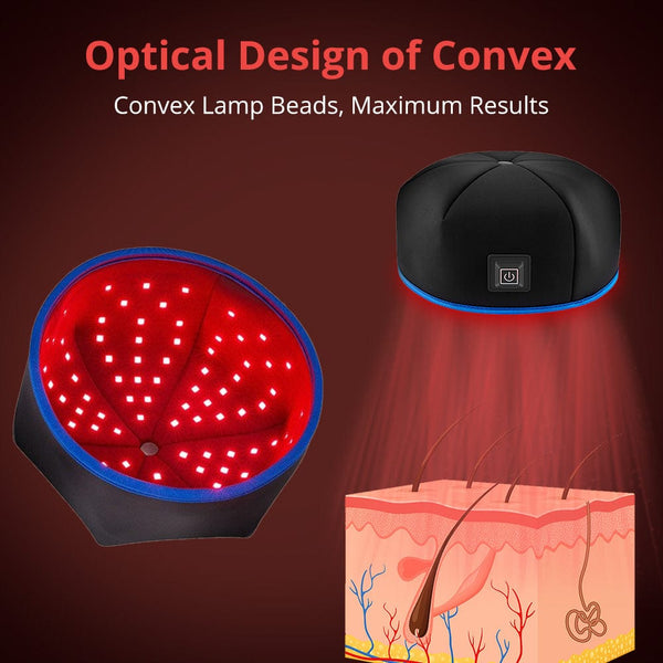 Black Hair Growth Hat Red Light Therapy Device