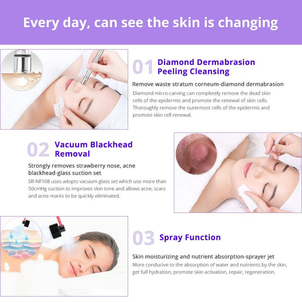 3-In-1 Diamond Microdermabrasion Machine With 9 Heads For Home Use