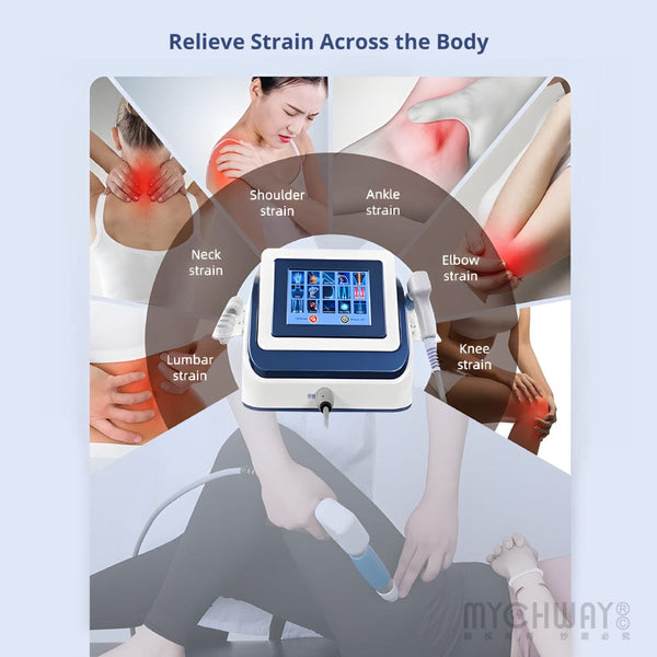 Mychway Shockwave Therapy Machine With 5 Working Head For Body Pain Relief