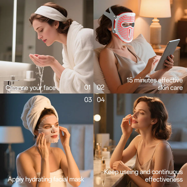 7+1 Colors Red Light Face Mask Non-Skin Contact, Rechargeable Skincare at Home and Travel