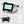 PACEVO white and black EMS massage device with a touch screen, shown with dimension measurements (29.6 cm, 33 cm, 18 cm), a separate black control handle, and a text box listing included accessories.
