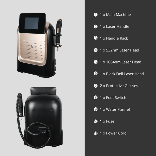 Picosecond Laser Machine With 3 Laser Head For Tattoo Removal Carbon Facial Peel