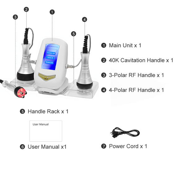 Package List of WL-519SE 3 In 1 Ultrasonic Cavitation Machine