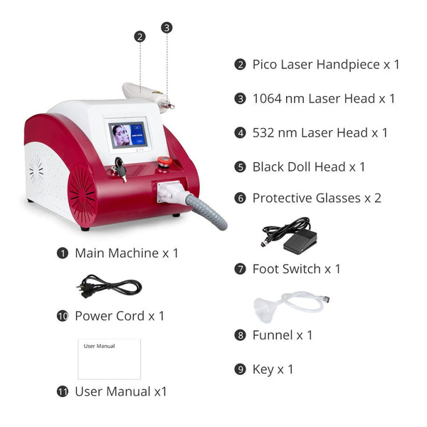 Pico Q-Switched YAG Laser Machine For Skin Rejuvenation Tattoos Pigments Removal