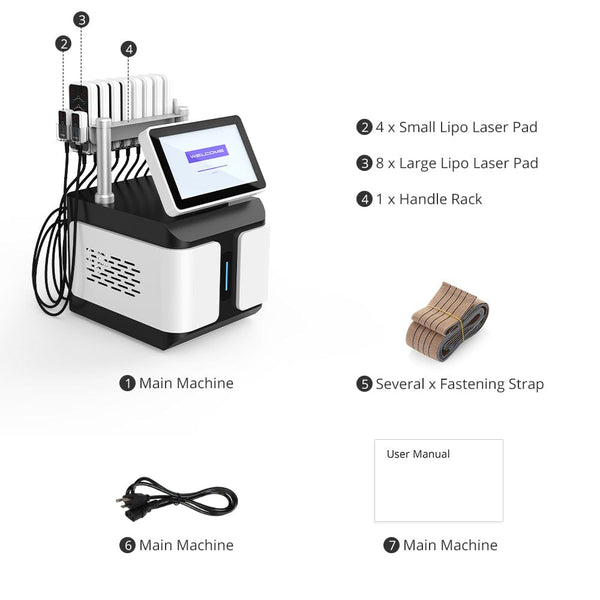 6D Lipo Laser Pads Machine With 6 Wavelengths 12 160mW Pads For Body Sculpting