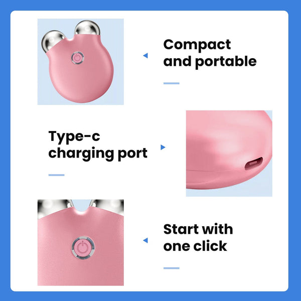 Easy-to-use MT1011PPW Mini Pink EMS Facial Massager