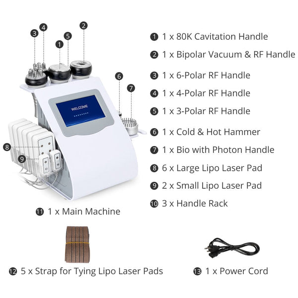 MS-76D1MAXS8 9-In-1 80K Cavitation RF Vacuum Machine's Packing List