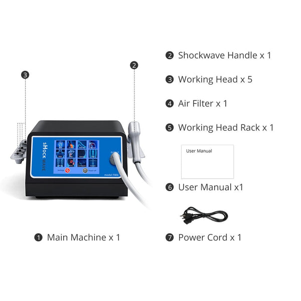 Mychway Shockwave Therapy Machine With 5 Working Head For Body Pain Relief