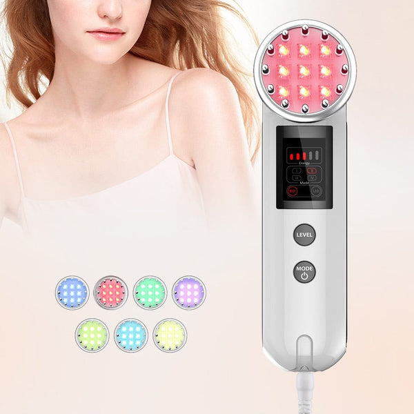 7 LED Colors of NM-SN8 Handheld 2-In-1 Photon LED Microcurrent Beauty Device